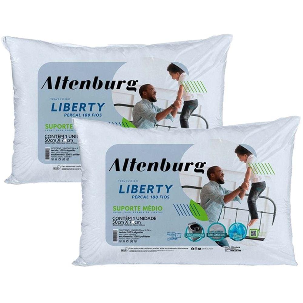 Kit 2 Travesseiros Altenburg Liberty Suporte Médio 50x70