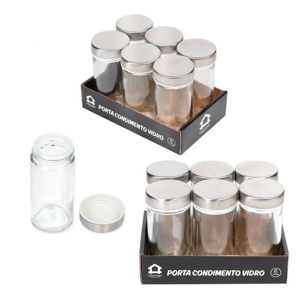 Kit 6 Porta Tempero (S) Condimentos Potes Inox