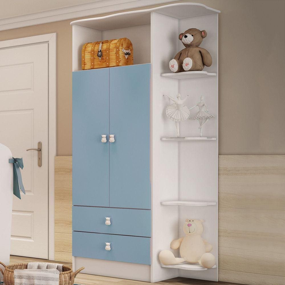 Guarda-roupa Infantil 2 Portas 2 Gavetas Azul 1420 - Percasa