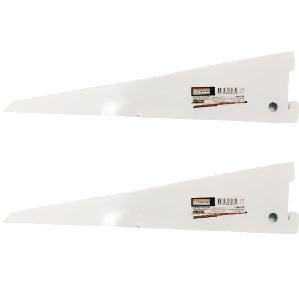Kit 2 Suporte Prateleira Trilho Duplo em Aço Branco 27cm - Starfer