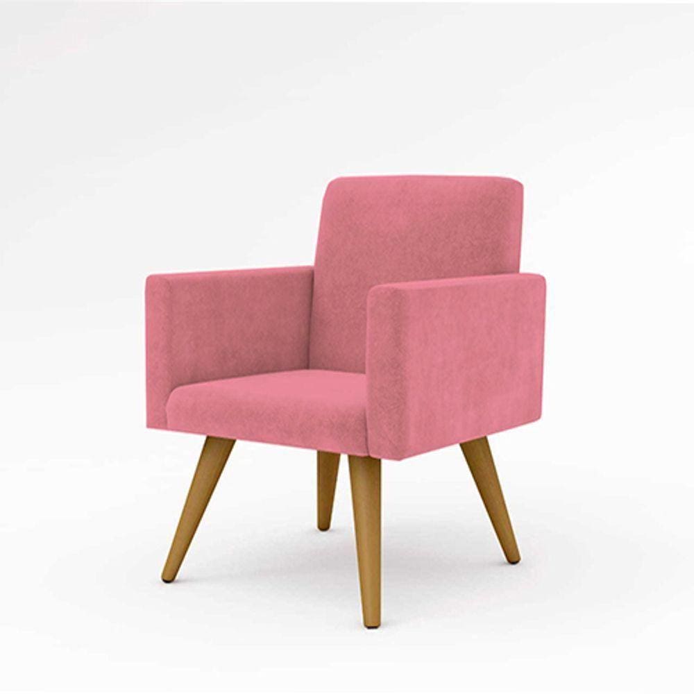Cadeira Estofada Poltrona P/Sala Balaqui Decor rosa