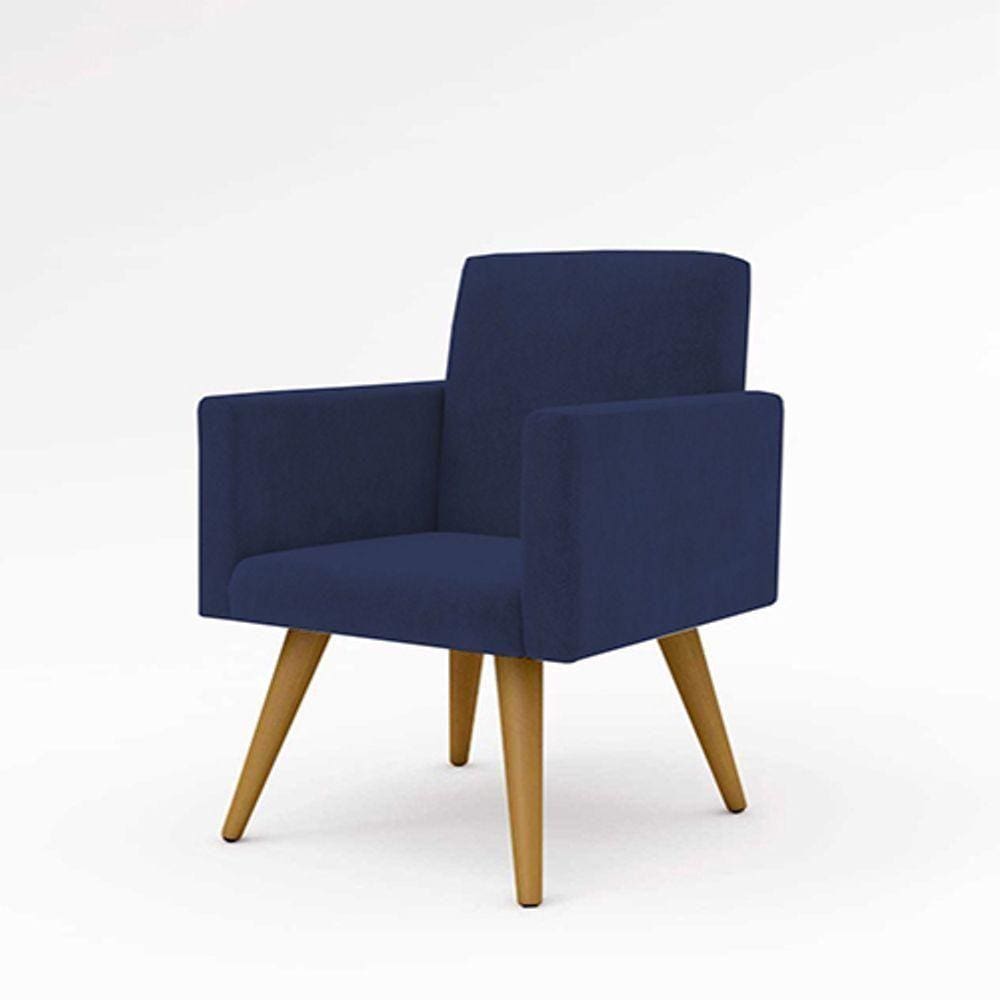 Cadeira Estofada Poltrona P/Sala Balaqui Decor Azul/Marinho