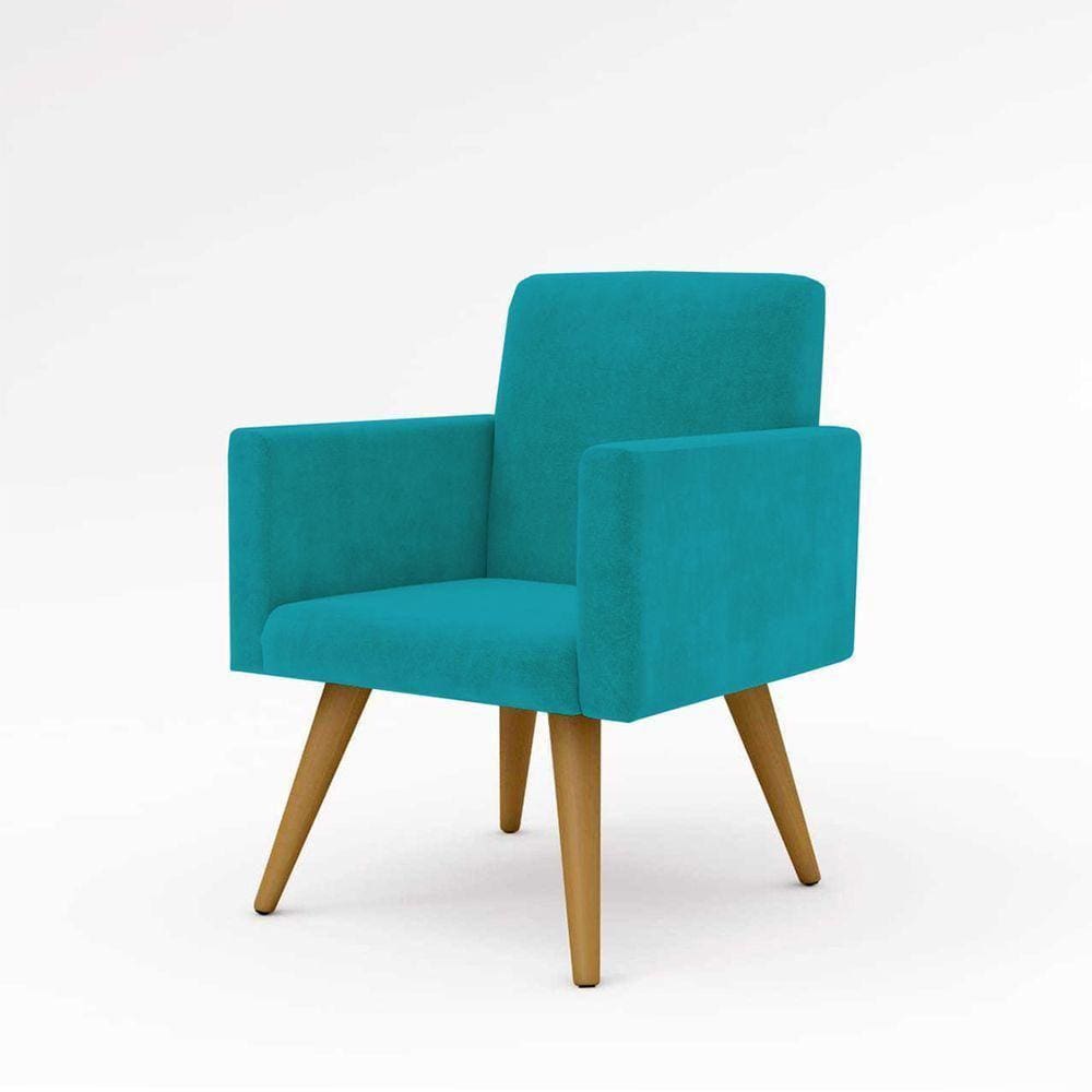 Cadeira Estofada Poltrona P/Sala Balaqui Decor azul Turquesa