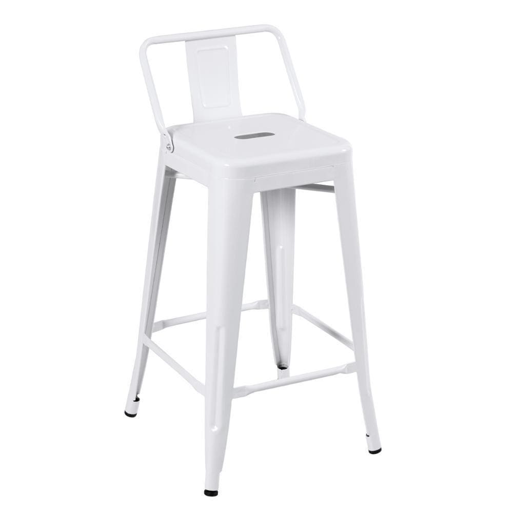 Banqueta Média Iron Tolix Com Encosto 66cm Branco Branco