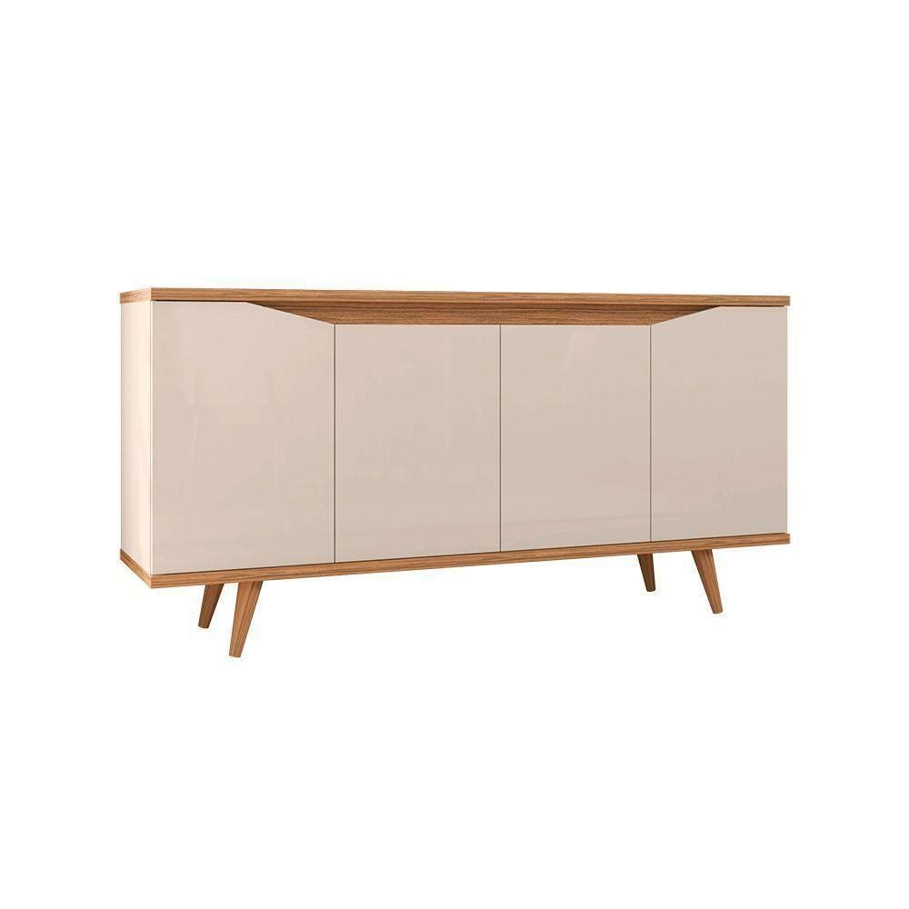 Aparador Buffet 4 Portas Kira Cor Off White E Noce