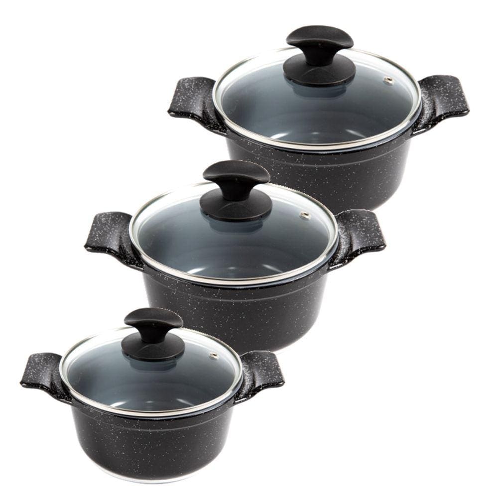 Jogo Panela Preto Liso Antiaderente Cerâmica Javali AA 26a30