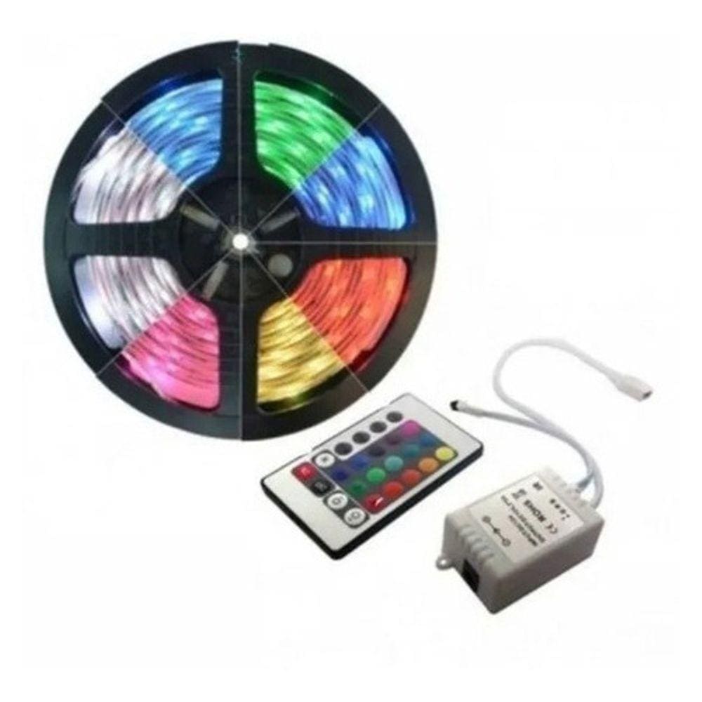 Fita Led Ultra Fina 5m Rgb 2835 Smd Prova D`agua + Controle