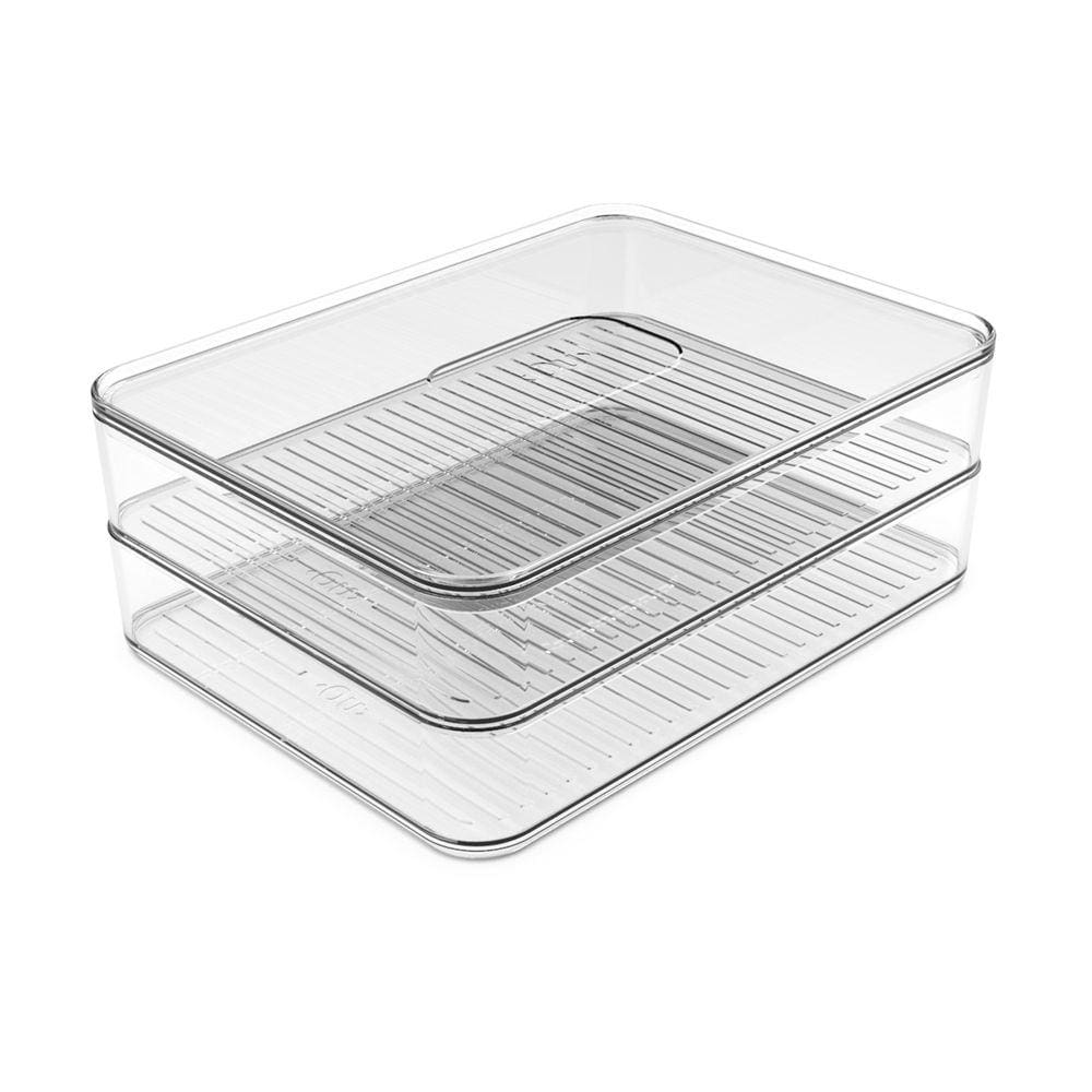 Pote Porta Frios Alimentos Duplo Com Divisória Para Geladeira Clear Fresh Natural - PF 150 Ou
