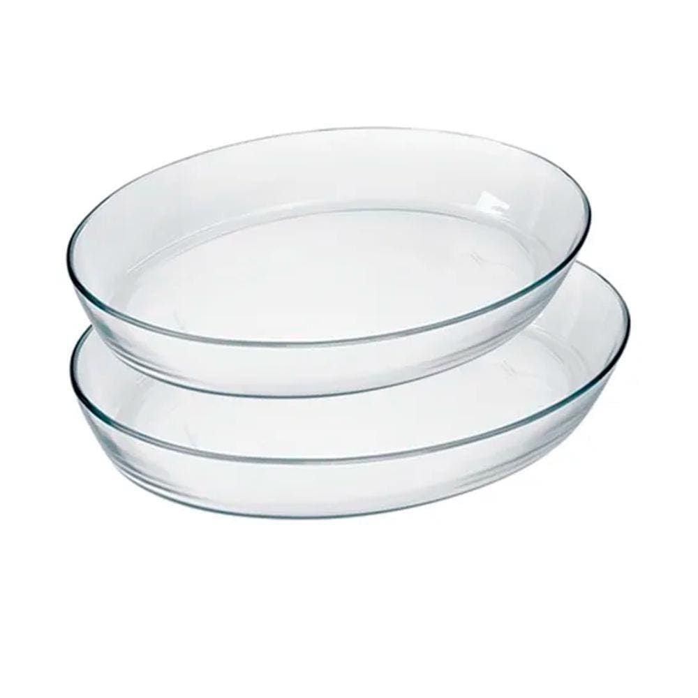 Jogo De Assadeira Forma De Vidro Oval 2 Peças Marinex