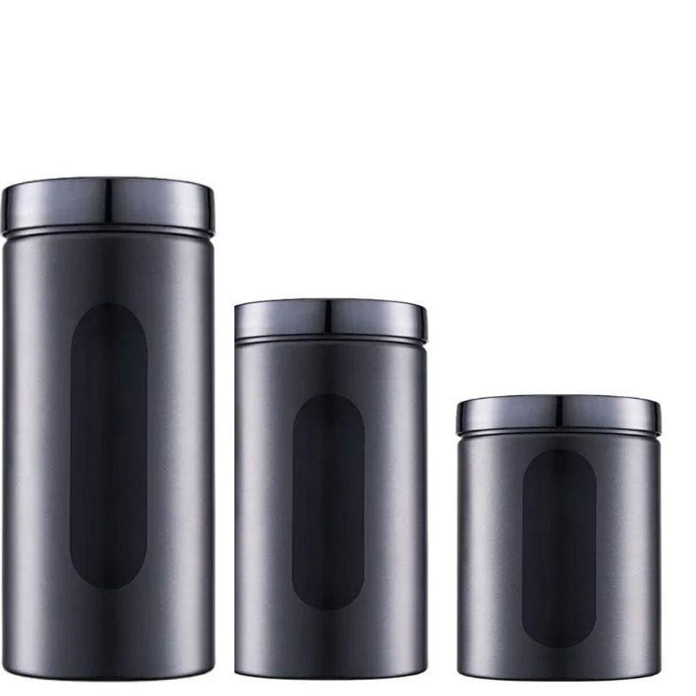 Pote Hermético Conjunto De Porta Condimento Com Visor 3 Uni