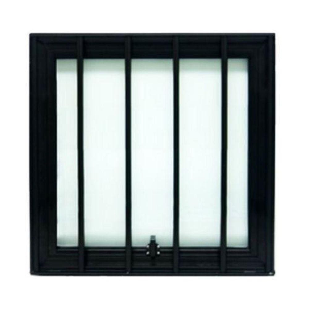 Janela Maxiar De Banheiro Com Grade 50X50 Preto