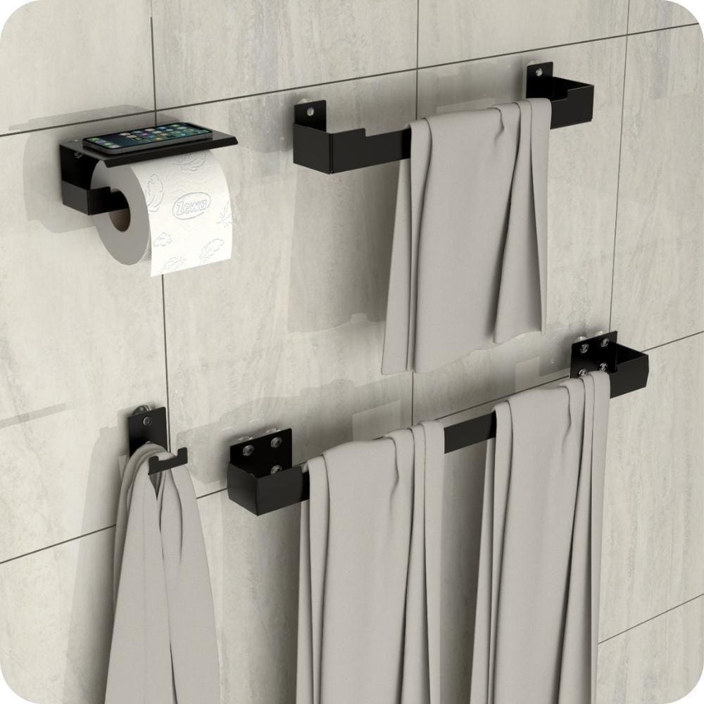 Kit Acessórios Para Banheiro Com Ventosa 4 Peças Preto ELG