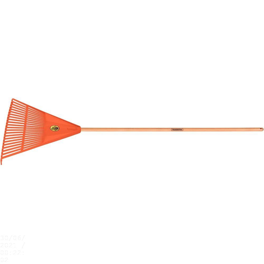 Vassoura com 22 Dentes Tramontina em Polipropileno Laranja com Cabo de Madeira 120 cm Tramontina