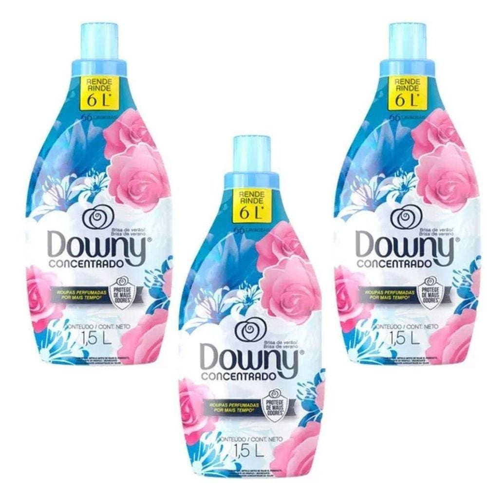 Kit 3 Amaciante Downy Concentrado 1,5 Litros Brisa De Verão