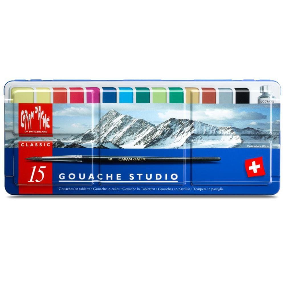 Tinta Guache Caran Dache 15 Cores com Pincel