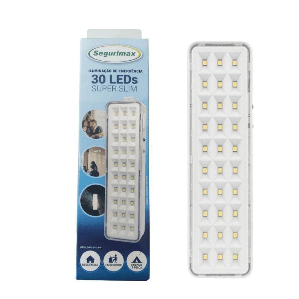 Luminária De Emergência Bivolt 30 Leds Super Slim Segurimax