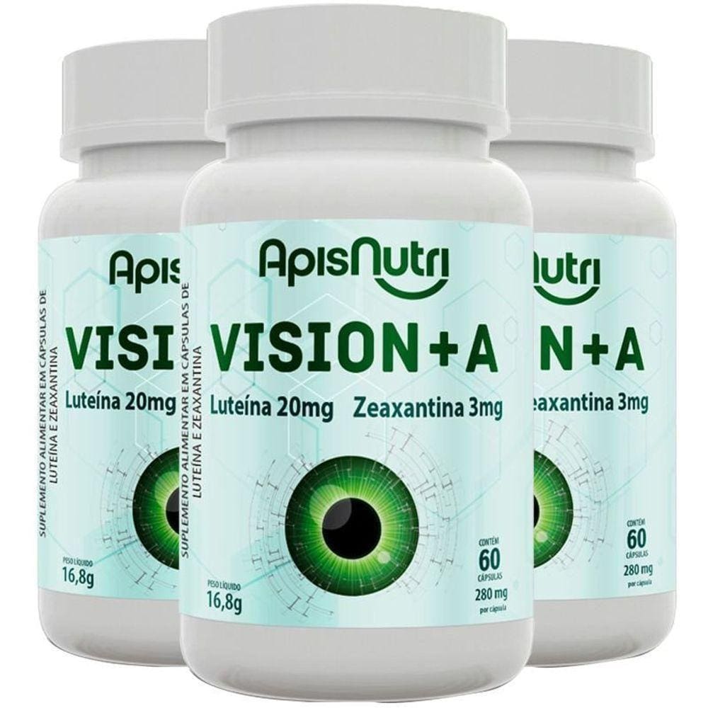 Kit 3 Vision+a Luteína E Zeaxantina 60 Cápsulas 280mg Apisnutri