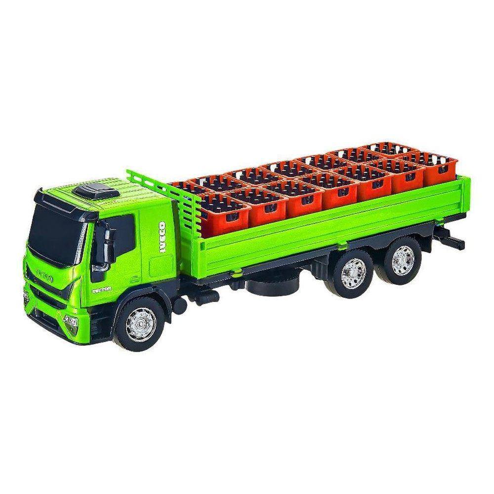 Caminhão de Brinquedo Iveco Tector Coletor Laranja e Verde em