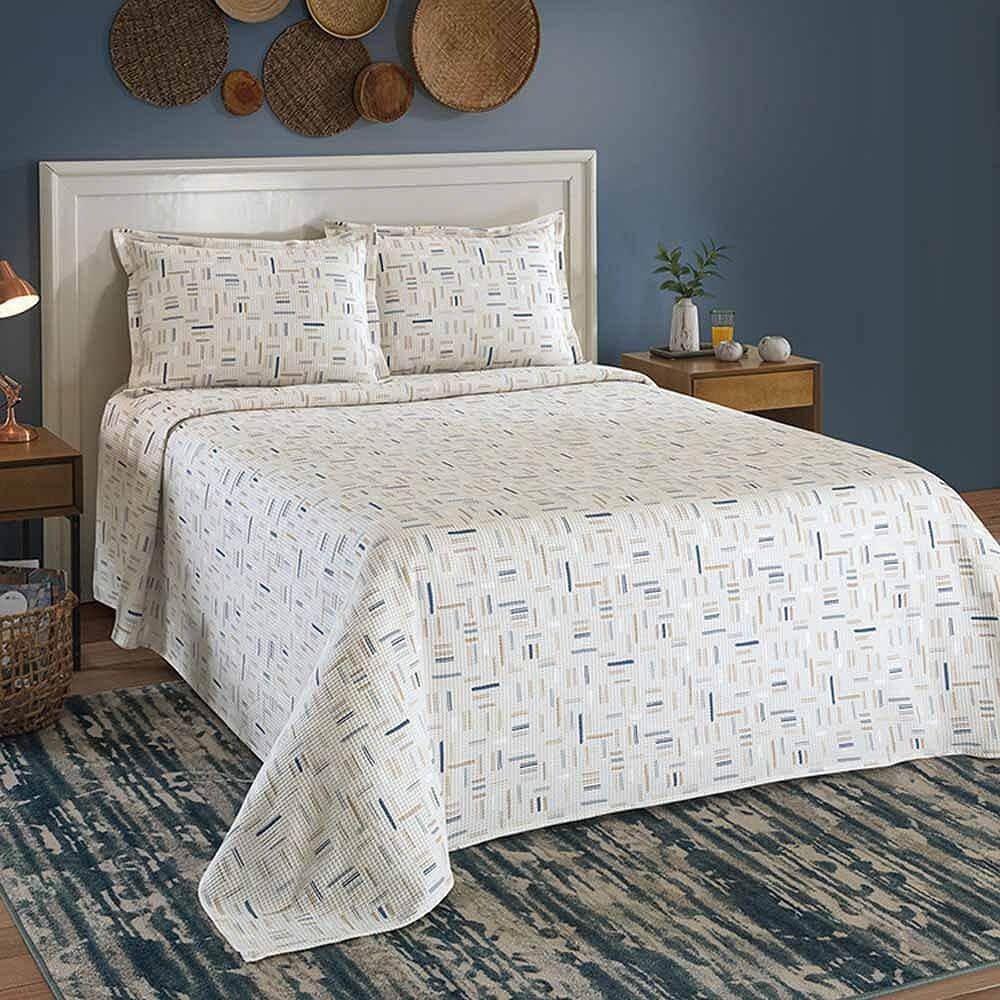 Kit Colcha Cobre Leito Casal Piquet Estampado - Dohler Mael
