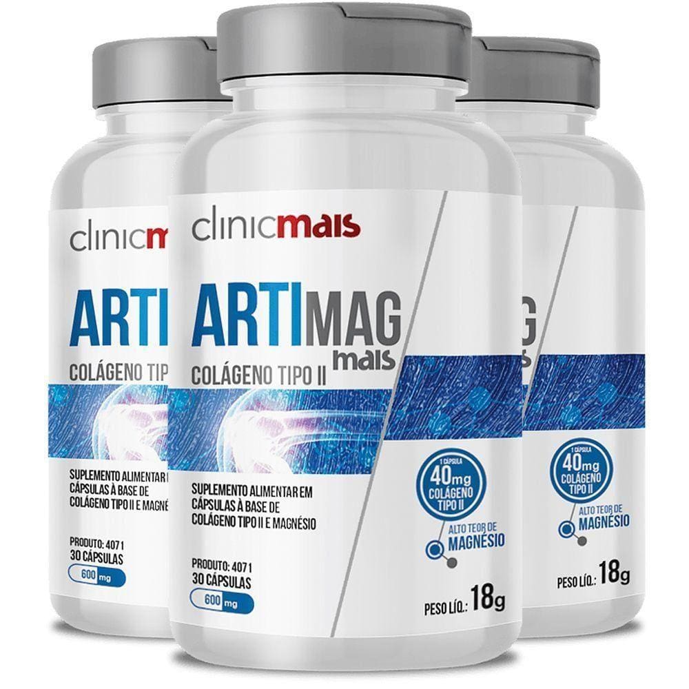 Kit 3 Artimag Colágeno Tipo Ii E Magnésio 30cap Clinicmais