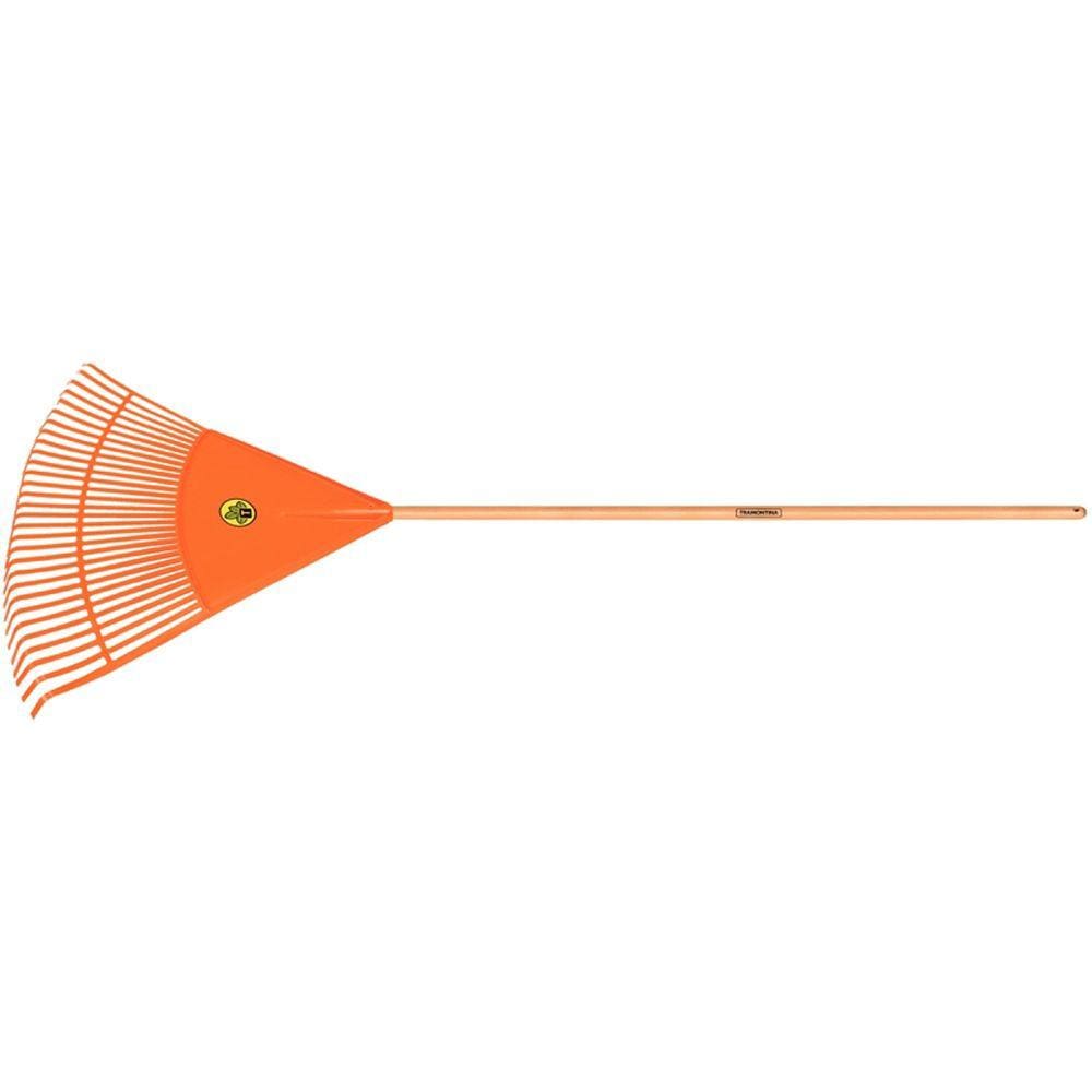 Vassoura com 30 Dentes Tramontina em Polipropileno Laranja com Cabo de Madeira 120 cm Tramontina