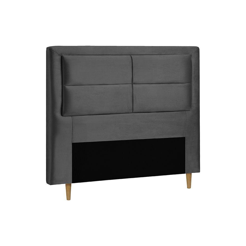 Cabeceira Estoril Estofada Veludo Dobuê Grafite 140X13X123