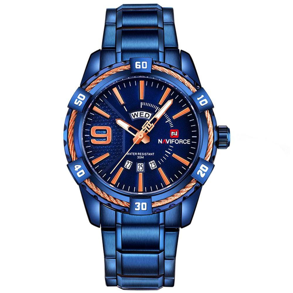 Relógio Masculino de Pulso Analógico em Aço Inoxidável  A Prova D`água NF9117 Moda Casual