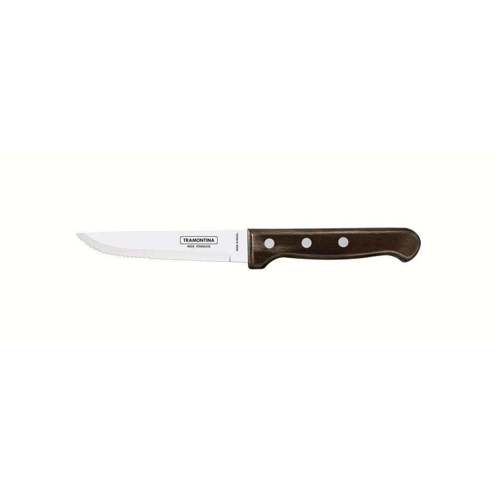 Faca para Churrasco Jumbo Tramontina com Lâmina de Aço Inox e Cabo de Madeira Polywood Castanho 5" Tramontina