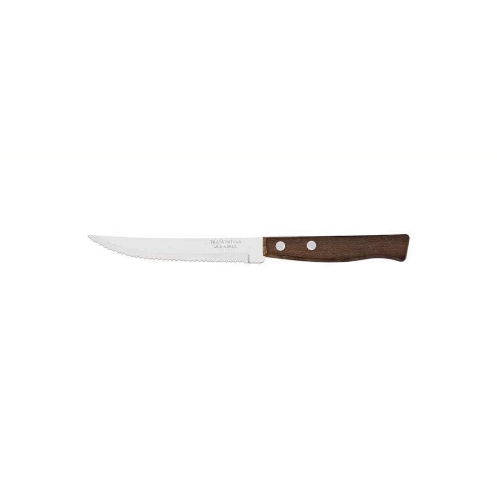 Conjunto de Facas para Churrasco e Frutas Tramontina Tradicional com Lâminas em Aço Inox e Cabos de Madeira Natural 3 Peças Tramontina