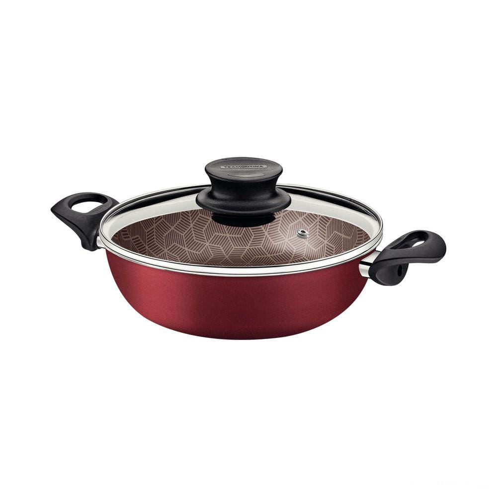 Fritadeira Multiuso Tramontina Paris Antiaderente Starflon Max Vermelho com Tampa de Vidro 24 cm 2,8 Tramontina