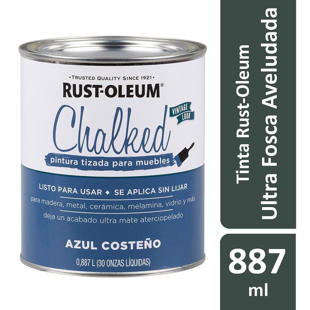 Tinta Chalked Base Água 0,887L Efeito Giz/Aveludado Ultra Fosco Azul Costeiro Rust-Oleum