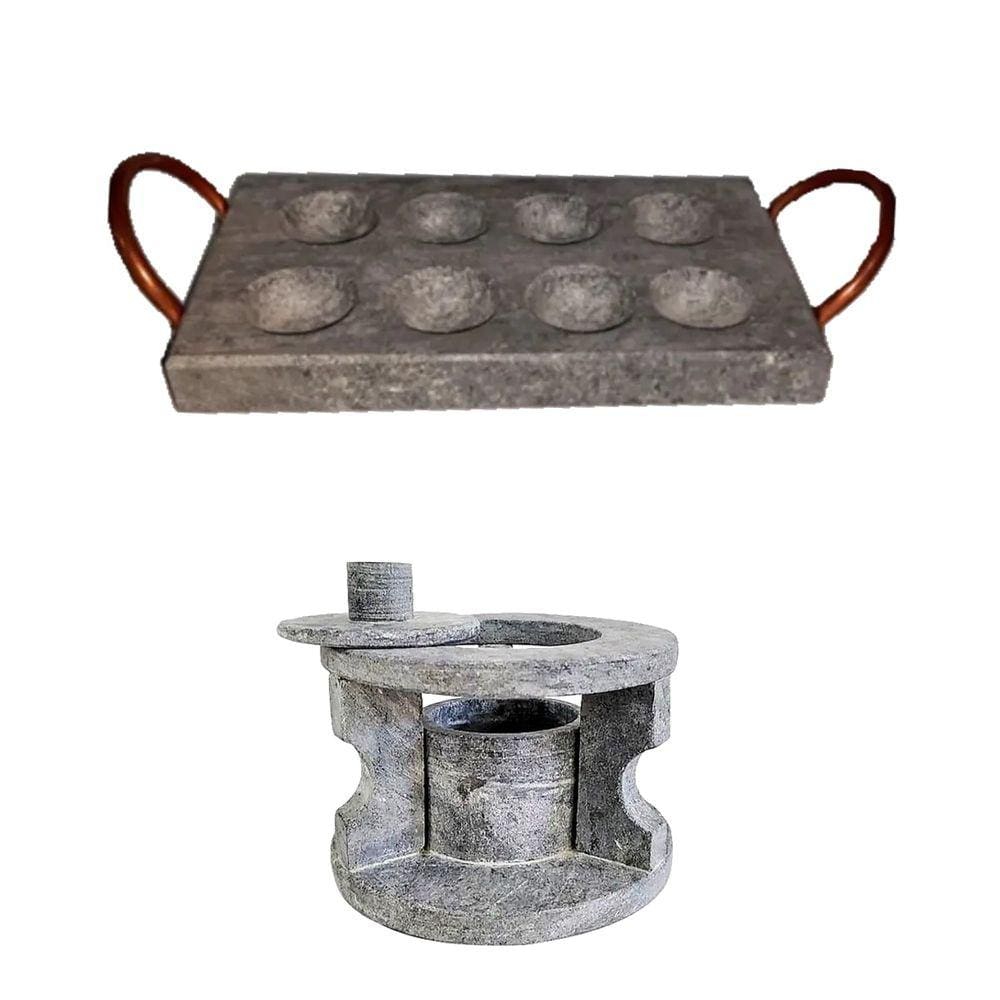 Fogareiro Réchaud P e Provolera Retangular 21x12 Pedra Sabão