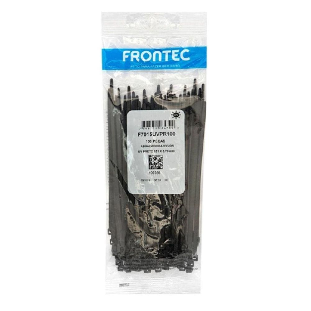 Abraçadeira NYLON 3,7 X 151MM Preta Frontec 100UN