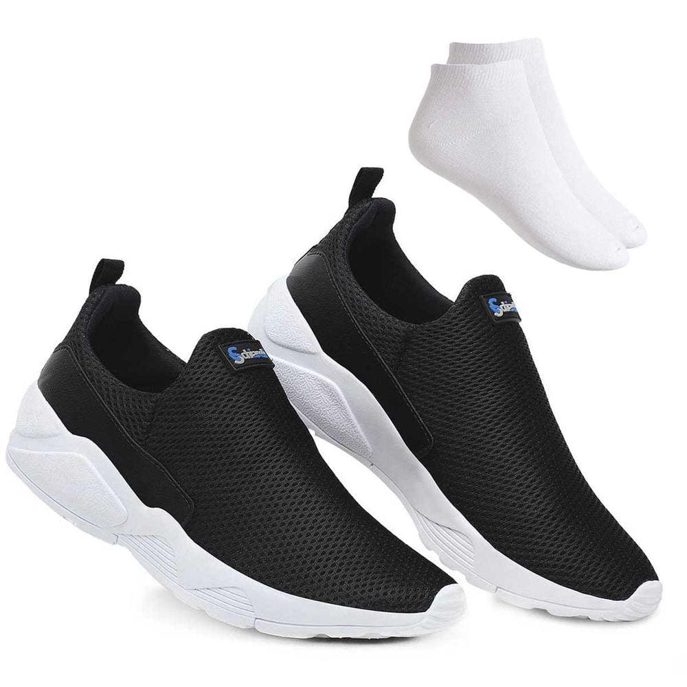 Tênis Sem Cadarço Masculino Slip On Esportivo Comfort Calce Fácil + Meia Cano Curto
