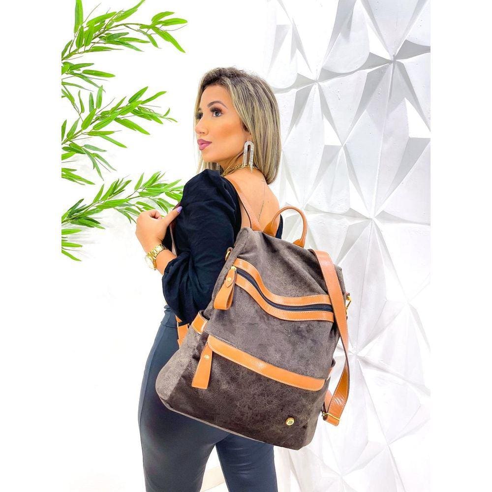 Mochila feminina viagem em couro notebook | Extra