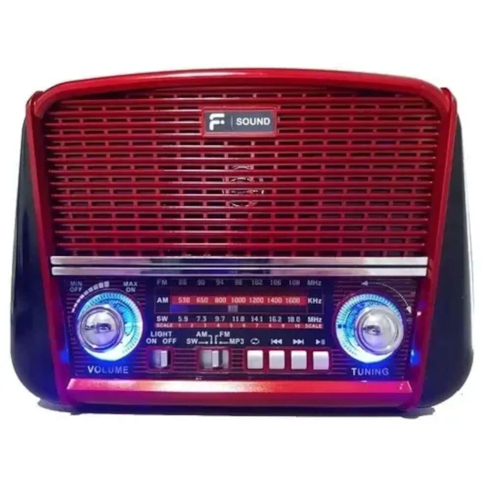 Rádio portátil retrô am fm fs1361 F-Sound Vermelho