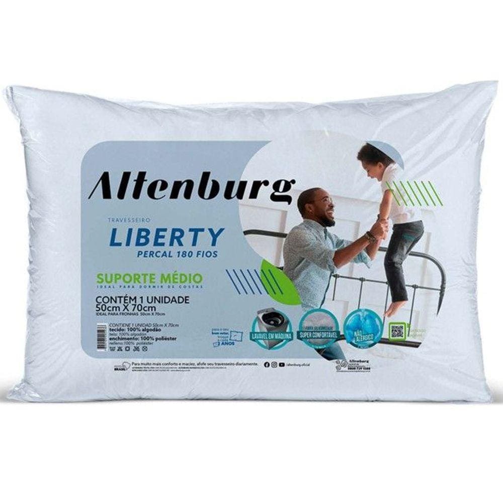 Travesseiro Altenburg Liberty Suporte Médio Percal 180 Fios 50x70