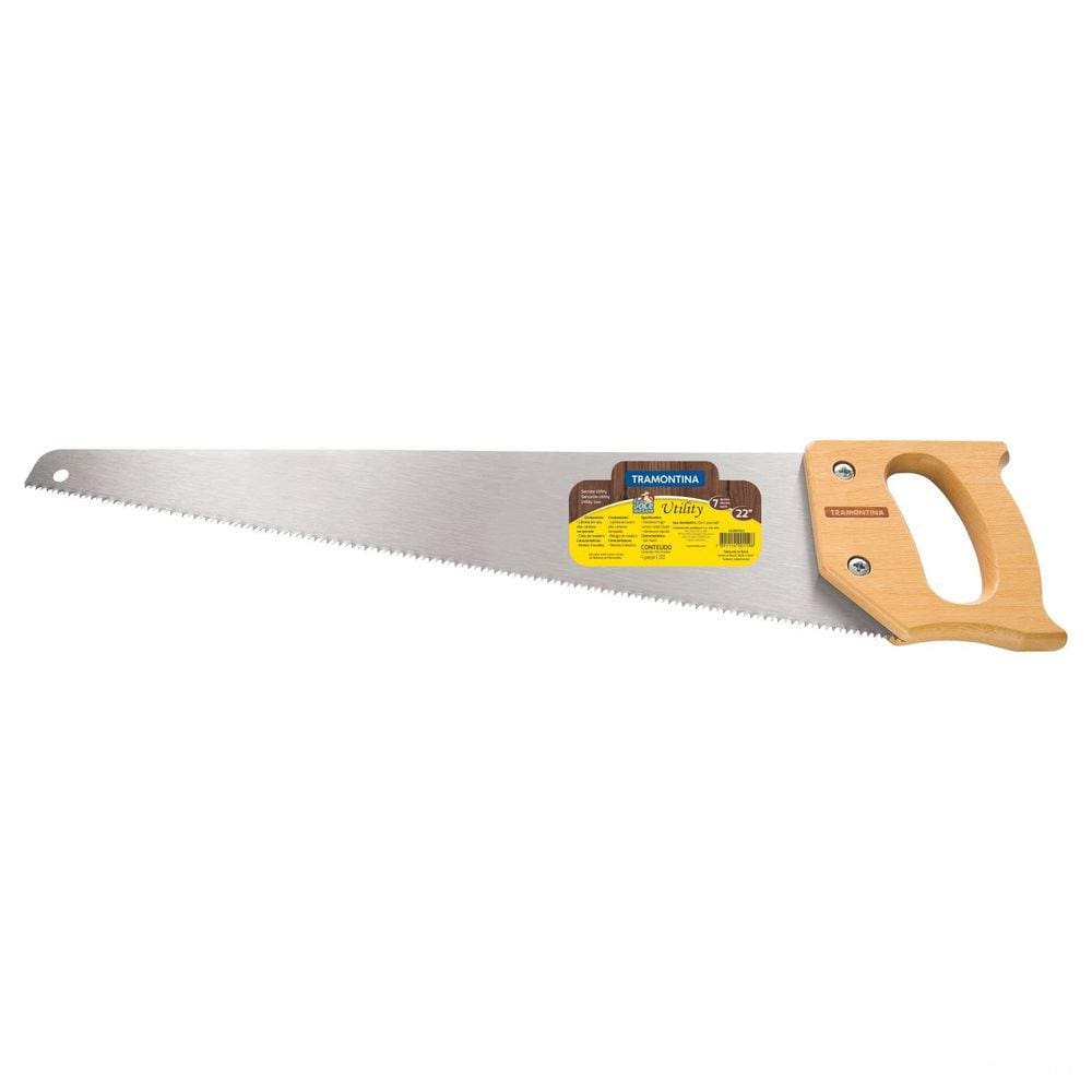 Serrote Tramontina Utility 22” com 7 Dentes por Polegada Lâmina em Aço Especial e Cabo de Madeira Tramontina