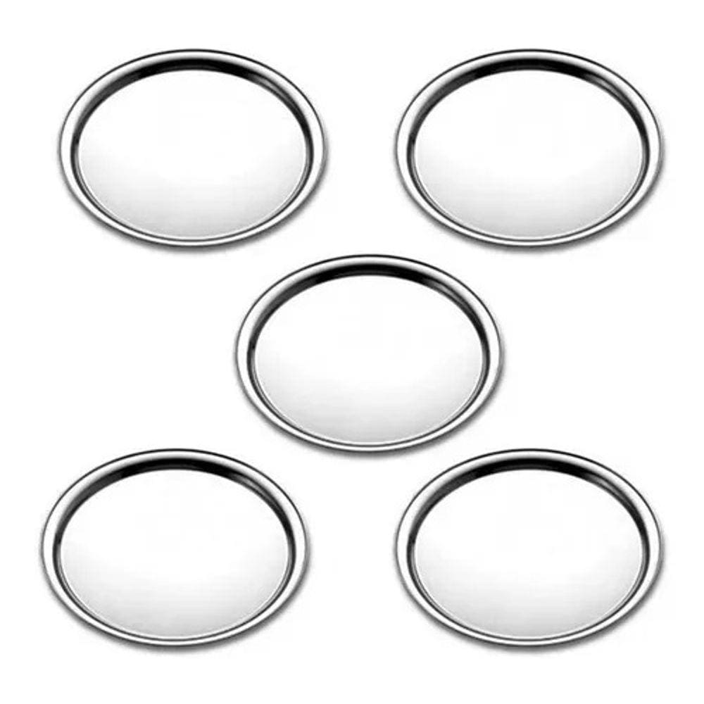 Kit 5 Bandeja Redonda Inox 40cm Para Servir Restaurante Bar Garçom Profissional Buffet Lanchonete