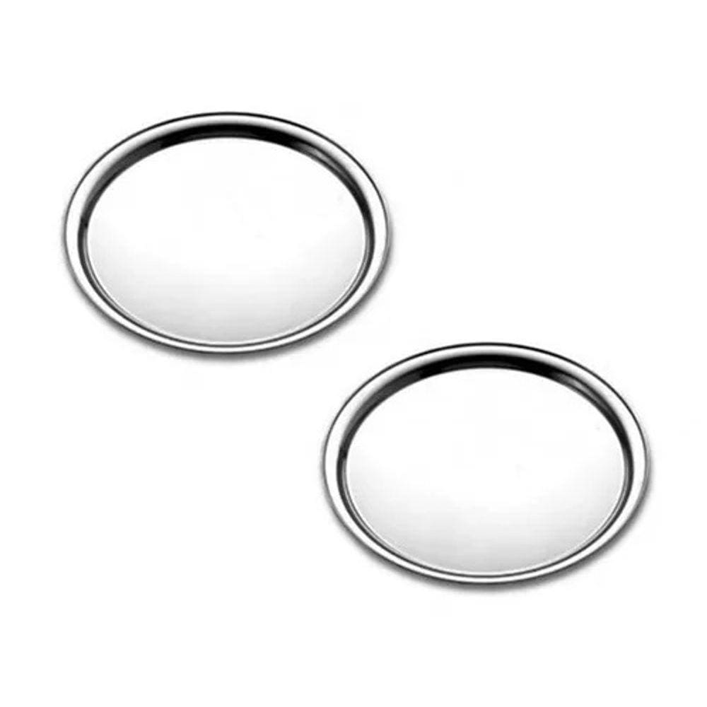 Kit 2 Bandeja Redonda Inox 40cm Para Servir Restaurante Bar Garçom Profissional Buffet Lanchonete