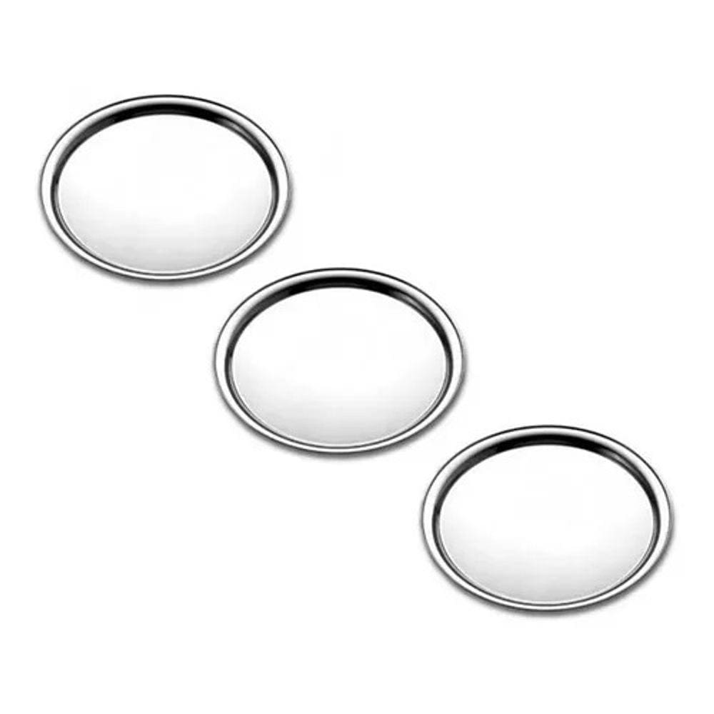 Kit 3 Bandeja Redonda Inox 40cm Para Servir Restaurante Bar Garçom Profissional Buffet Lanchonete
