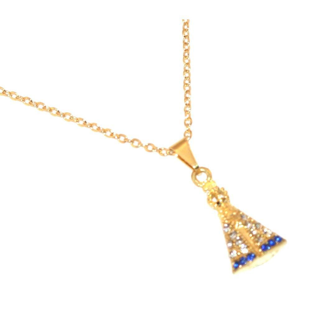 Colar Cordão Aparecida Nossa Senhora Folheado Ouro 18k