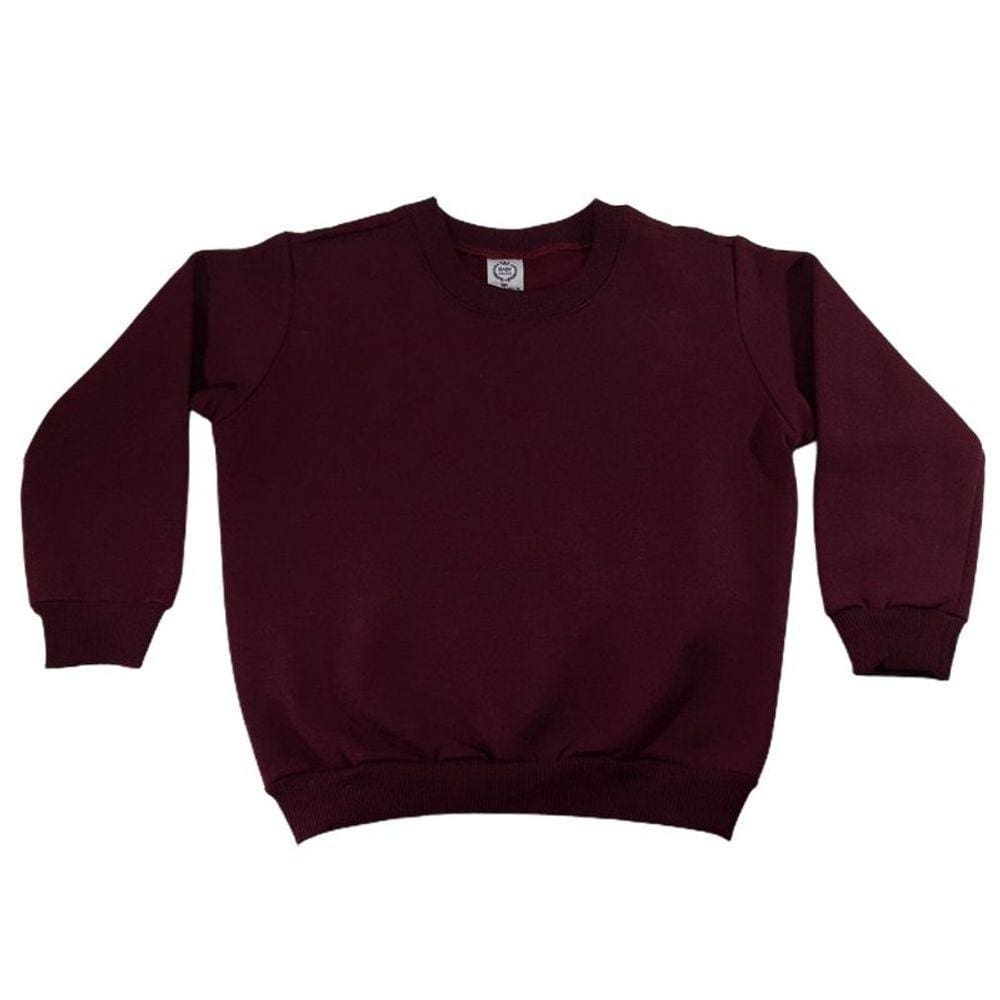 Blusa Infantil Moletom Flanelado Bordo Punho Basico 4 A 8 Anos Unissex
