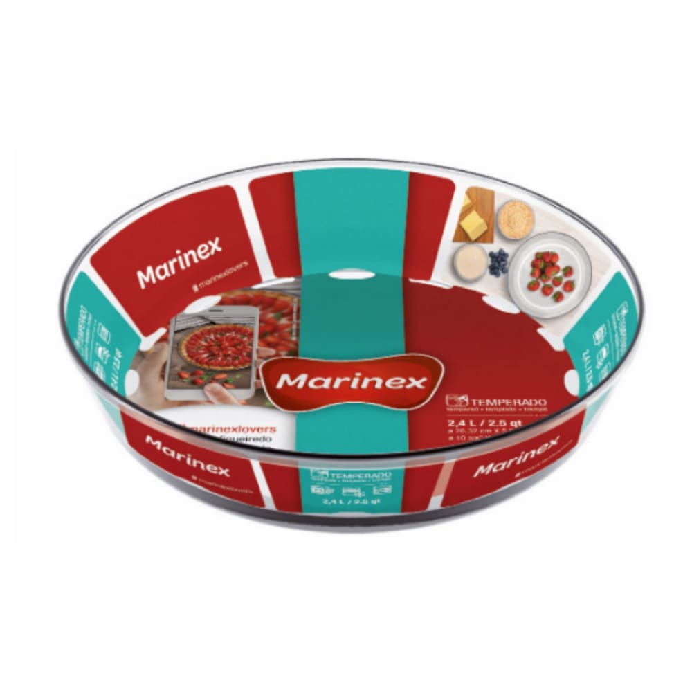 Travessa Assadeira Vidro Temperado Vai ao Forno 2,4L Marinex