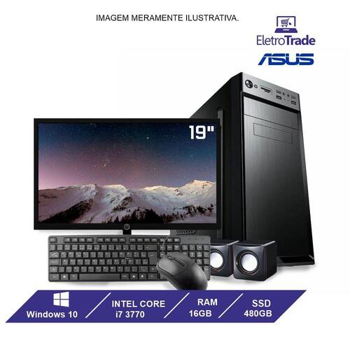 Computador PC CPU Flex ASUS i7 3770 16GB RAM SSD 480GB Com Kit Monitor 19" Windows 10 Menor preço em Computador PC CPU Flex ASUS i7 3770 16GB RAM SSD 480GB Com Kit Monitor 19" Windows 10