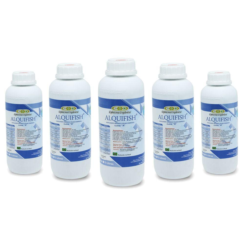 Kit Com 5 Fertilizantes Orgânico Composto Alquifish 1 Litro