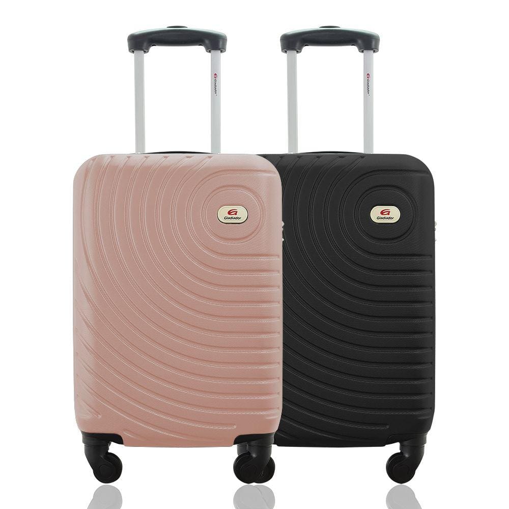 Kit Duas Malas De Bordo Rígidas 360º - Gladiador A7 - Preto e Rosé