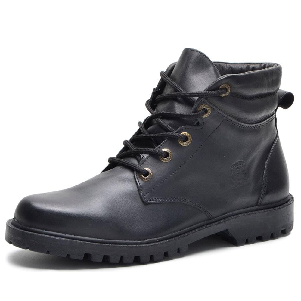 Bota Coturno Tratorada Masculina Couro Cano Medio Conforto
