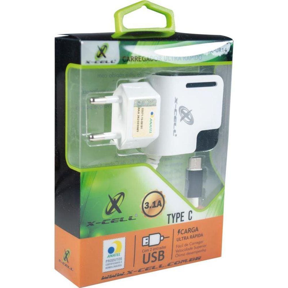 Carregador Celular De Parede Ultrarapido 3.1A C/2Ent Usb/Ty