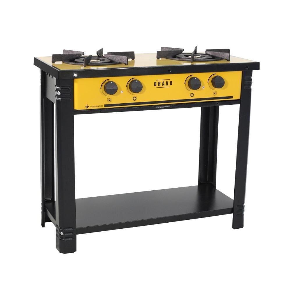 Fogão Industrial Esmaltado Baixa Pressão Gás Bravo 2 bocas BR2B AM - Venâncio Amarelo